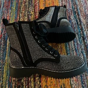 NEW!!! Madden Girl Kurrt Rhinestone Combat Boots